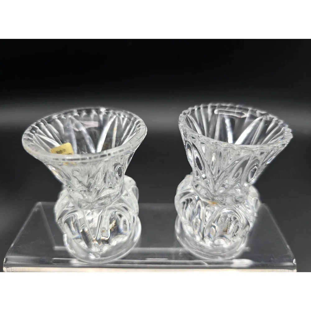 Set Of 2‎ VINTAGE PRESSED GLASS CLEAR DIAMOND CUT TOOTHPICK HOLDERS